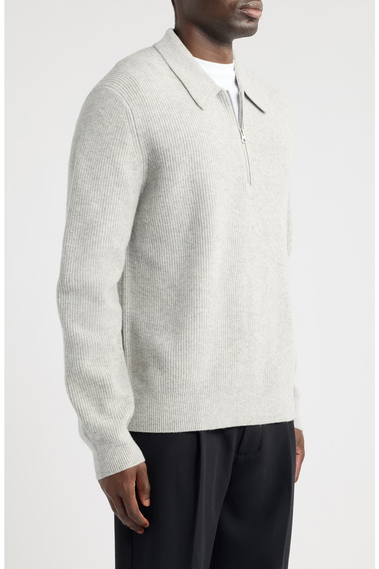 Saisaks Wool Half Zip Polo Sweater, Alternate, color, GREY MEL.
