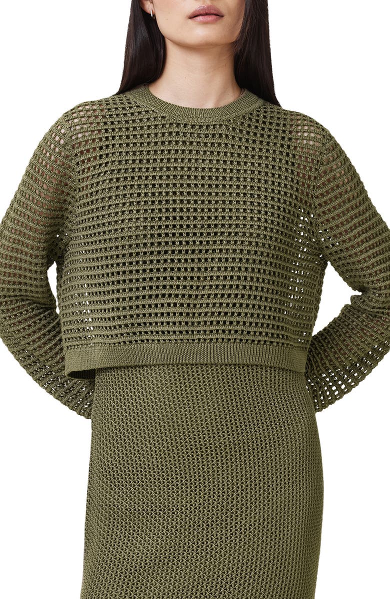 AllSaints Miro Open Stitch Dress, Alternate, color, Fir Green