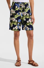 Lands' End Linen High Rise Pull On 7" Shorts