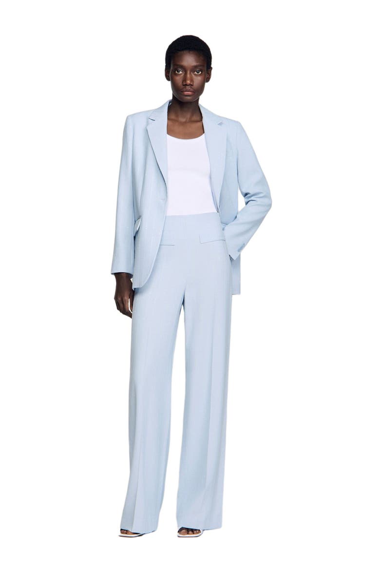 Striped sequin trousers, Alternate, color, Sky blue