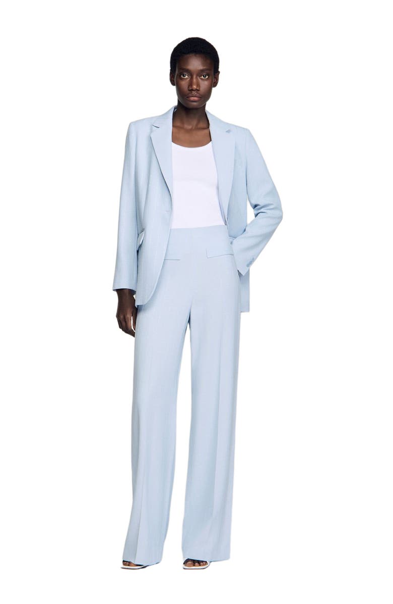 SANDRO Striped sequin trousers, Alternate, color, Sky Blue