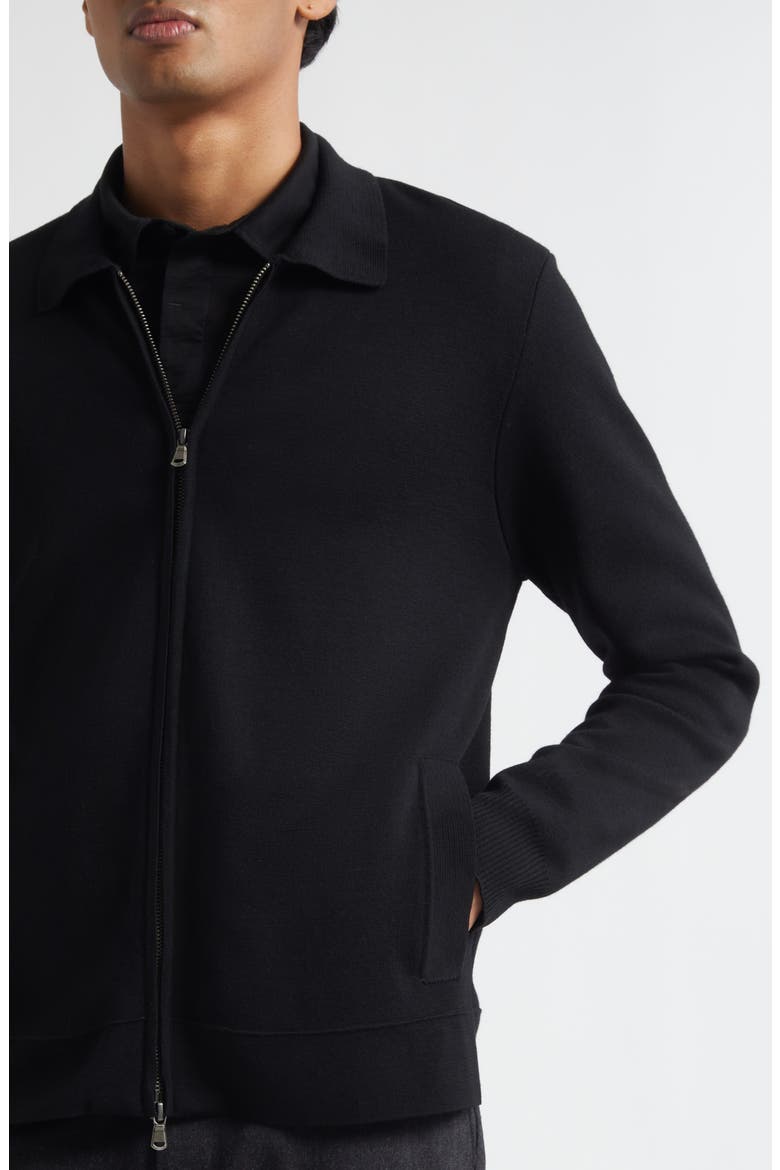 Merino Wool Zip Cardigan, Alternate, color, BLACK
