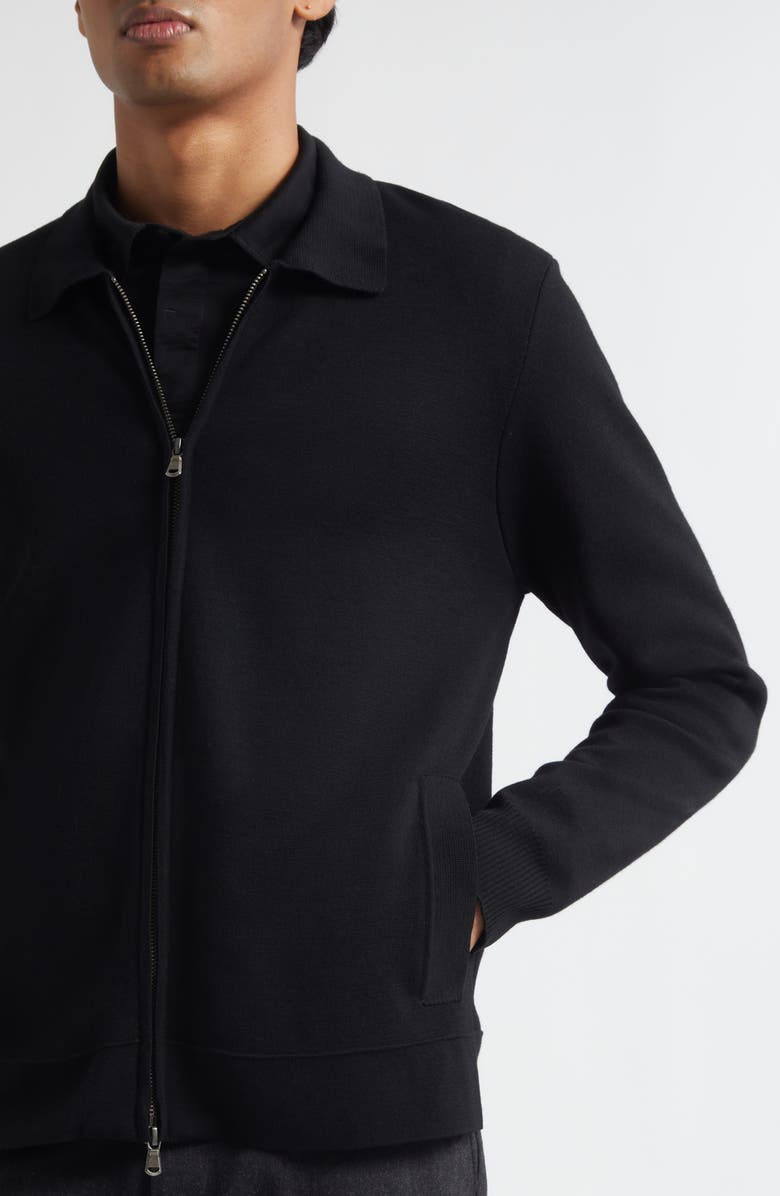 Sunspel Merino Wool Zip Cardigan, Alternate, color, Black