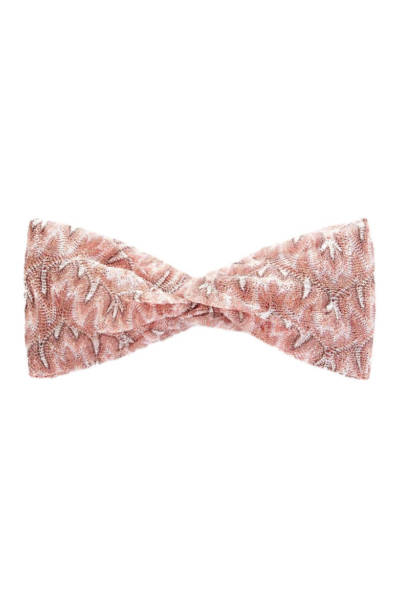 Headband In Lamé Viscose With Foliage Pattern, Alternate, color, Multicoloured