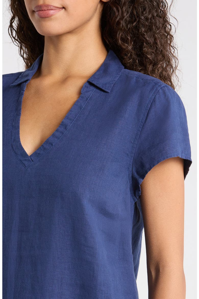 Two Palms Short Sleeve Linen Dress, Alternate, color, ISLAND NAVY