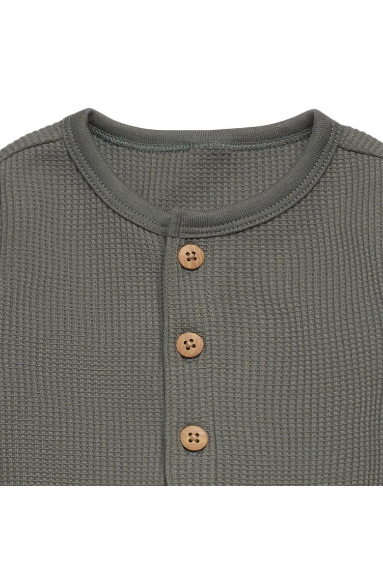 Modern Moments<sup>™</sup> by Gerber Waffle Knit Romper with Kangaroo Pocket, Alternate, color, Dark Green