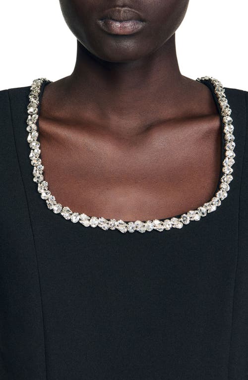 Sandro Short Dress With Rhinestone Collar In Black