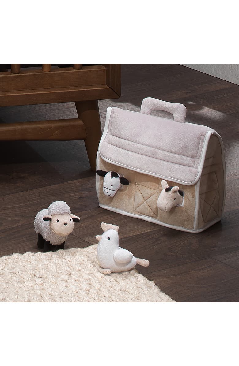 Lambs & Ivy Baby Farm Plush Barn with 4 Stuffed Animals Toy, Alternate, color, Taupe