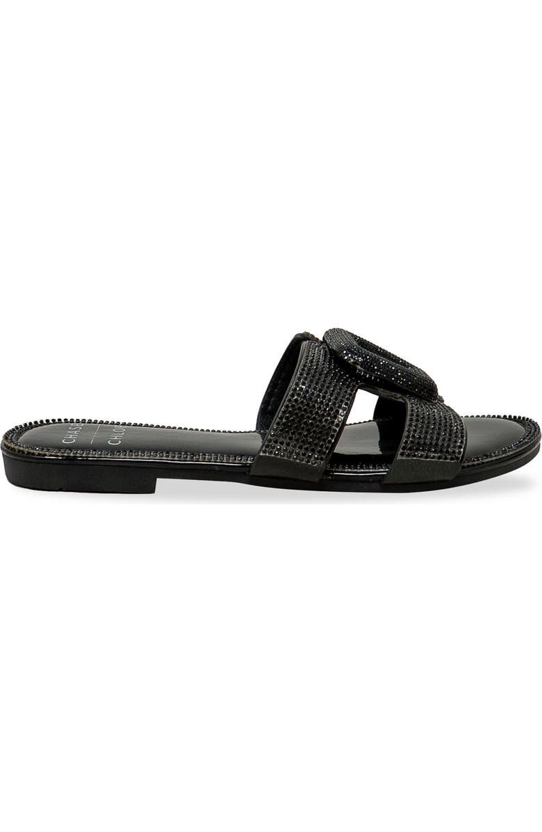 CHASE AND CHLOE Rhinestone Embellished Slide Sandal, Alternate, color, Black Metallic