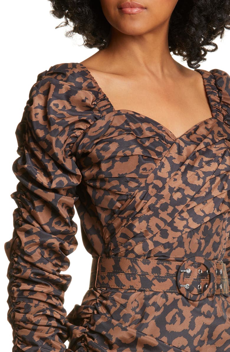 NICHOLAS Ruched Puff Sleeve Minidress, Alternate, color, 