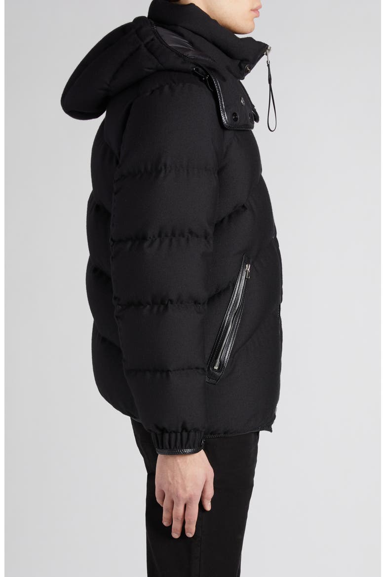 Lightweight Wool & Cashmere Hooded Down Jacket, Alternate, color, BLACK