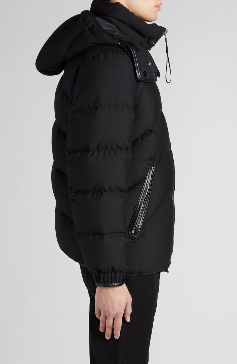 TOM FORD Lightweight Wool & Cashmere Hooded Down Jacket, Alternate, color, Black