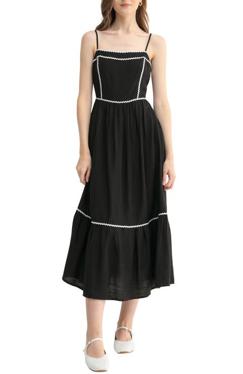 Contrast Ric Rac Midi Dress