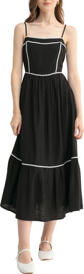 Contrast Ric Rac Midi Dress