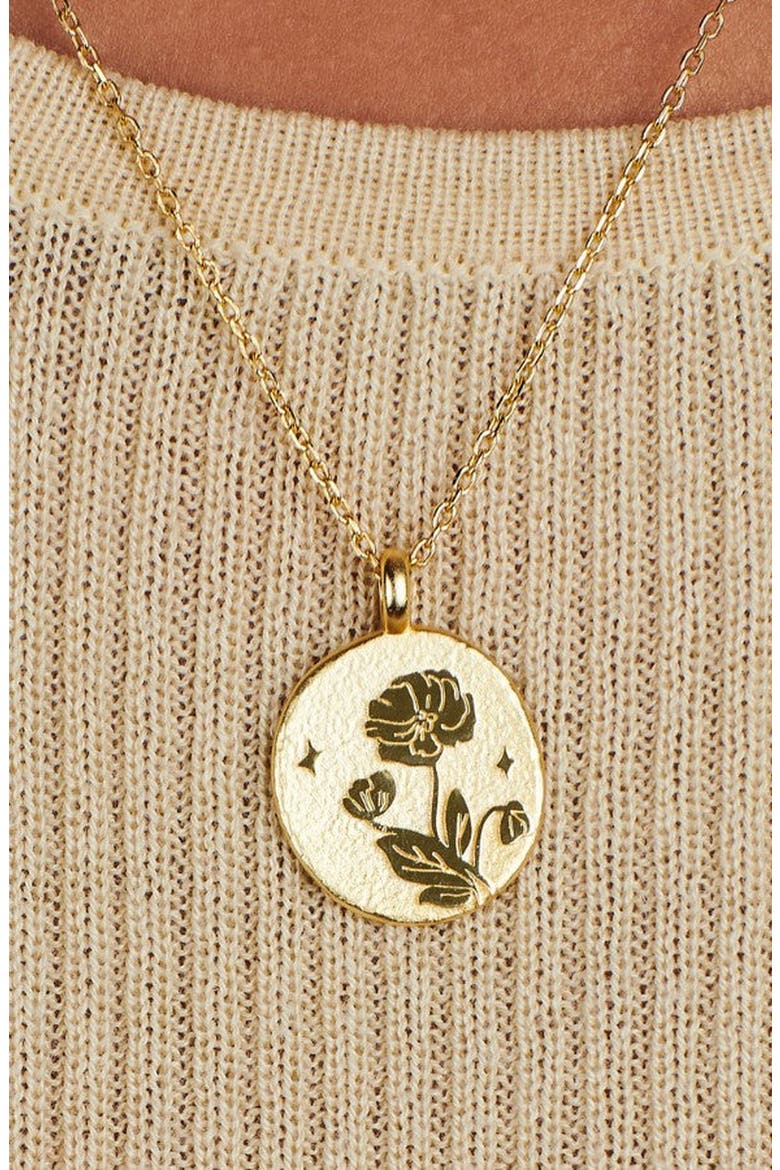 Gold Birth Flower Necklace, Alternate, color, Poppy / August