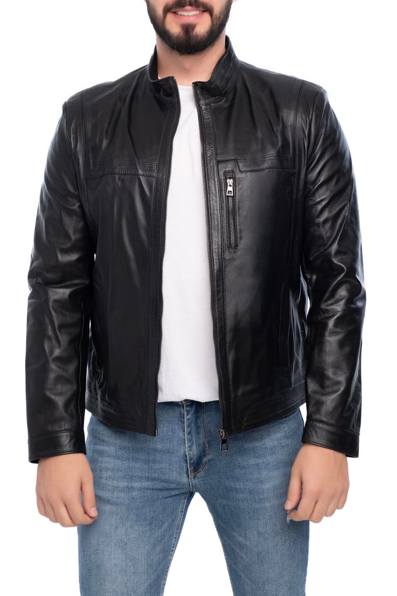 Lisbon Leather Jacket, Main, color, BLACK