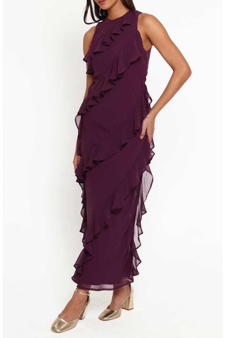 Oriella Ruffle Maxi Dress, Alternate, color, PLUM