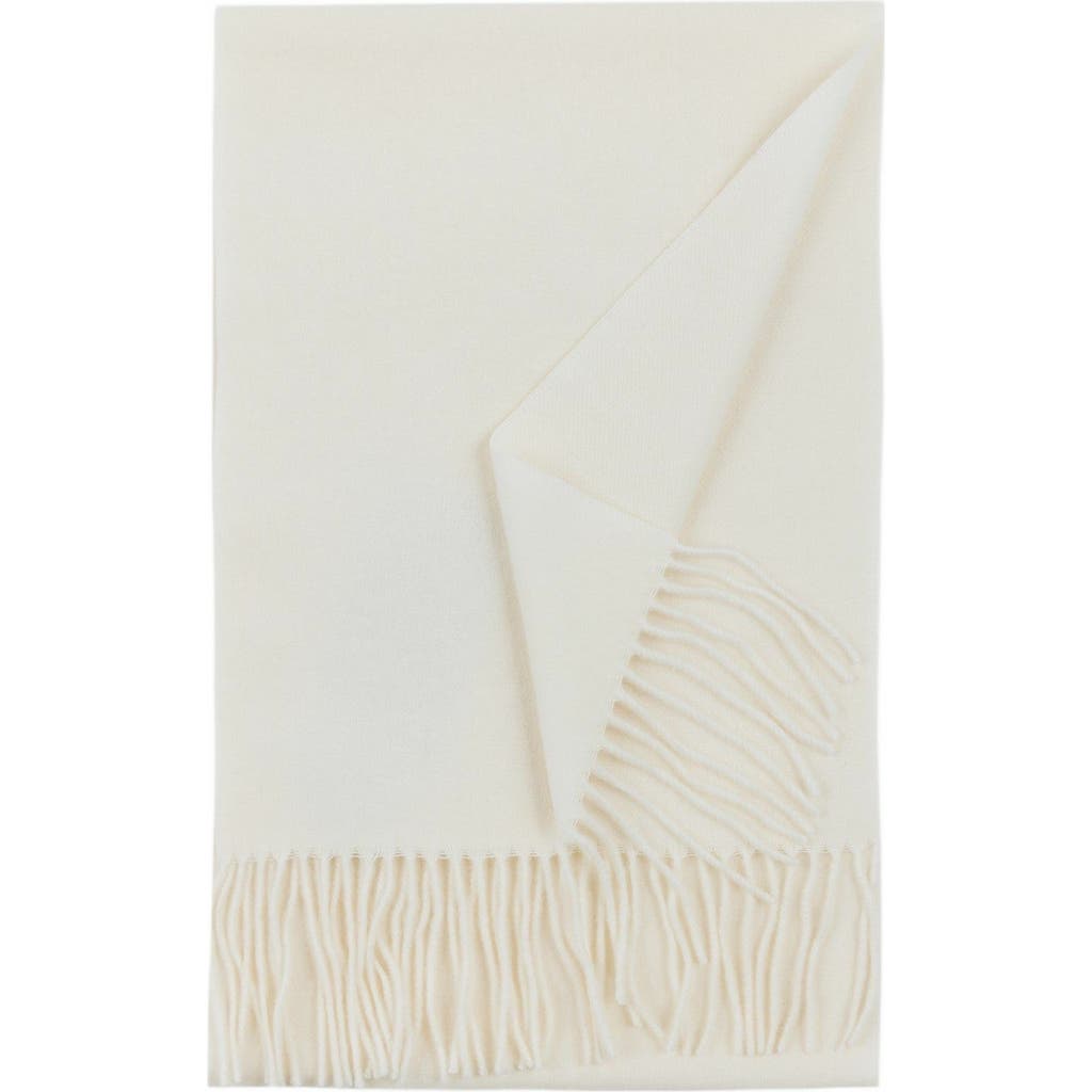 Gobi Mongolian Cashmere Cashmere Fringed Scarf In White