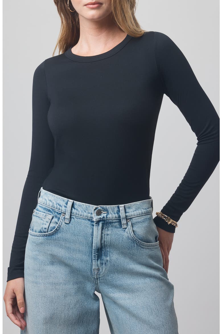 x @cellajaneblog Long Sleeve Layering T-Shirt, Main, color, BLACK