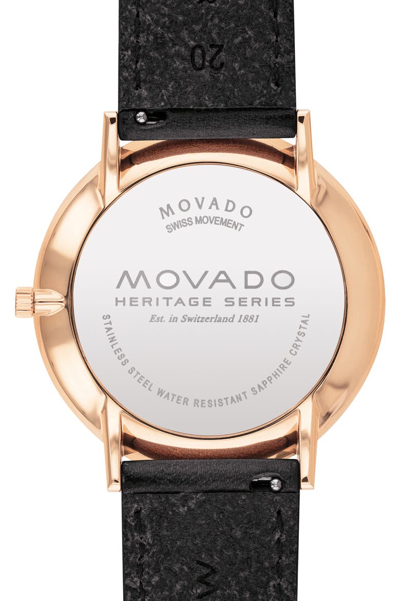 Heritage Silhouette Leather Strap Watch, 40mm, Alternate, color, CHOCOLATE/ WHITE/ ROSE GOLD