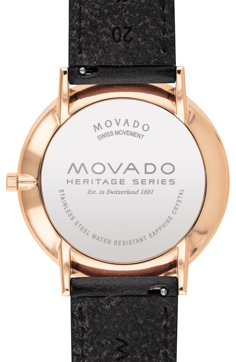 Movado Heritage Silhouette Leather Strap Watch, 40mm, Alternate, color,