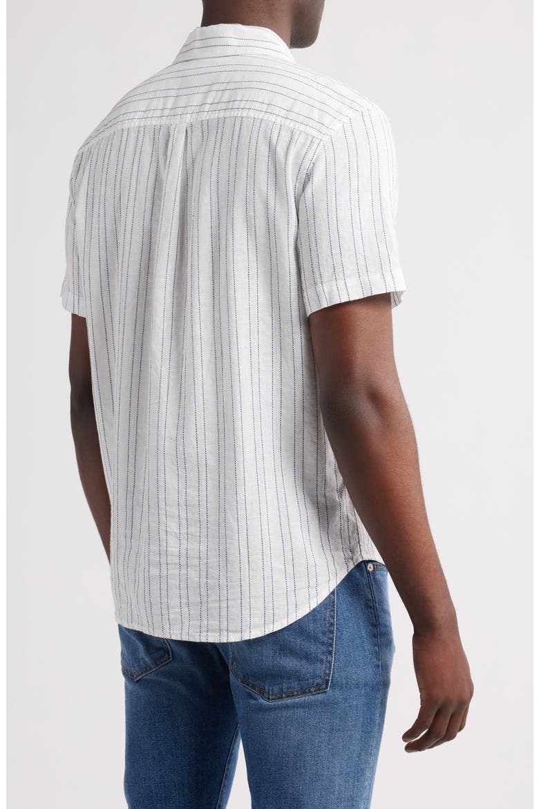 Aiden Stripe Short Sleeve Button-Up Shirt, Alternate, color, MICRO BLUE/WHITE STRIPE