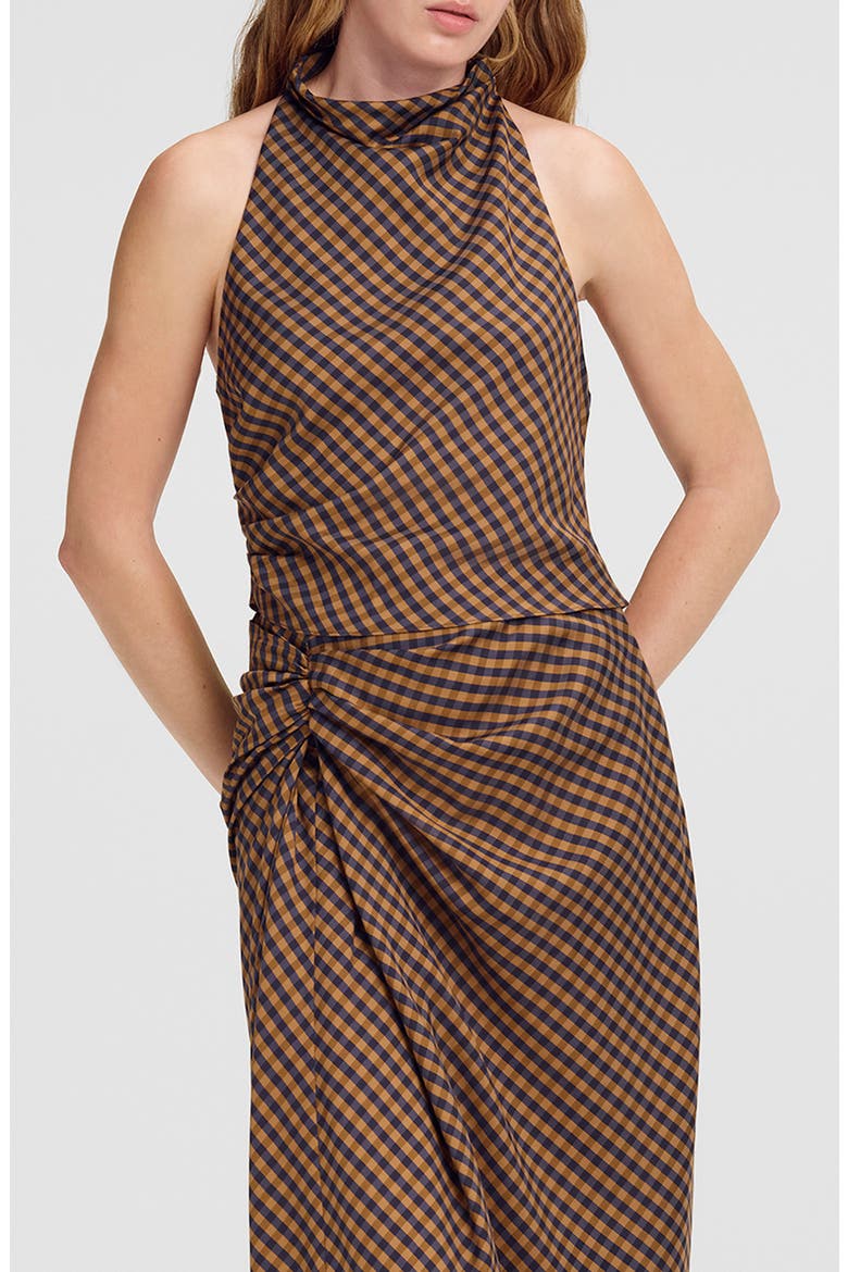 Penelope Gingham Halter Top, Main, color, PECAN/ NAVY