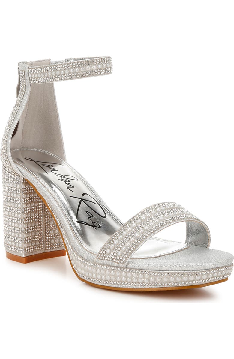 LONDON RAG Mejuri Faux Pearl Embellished Platform Sandal, Main, color,