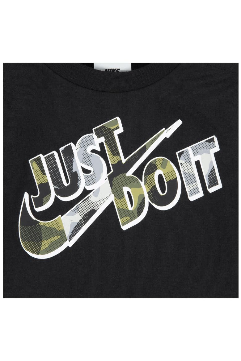 Just Do It Camo Fleece Sweatshirt & Joggers Set, Alternate, color, BLACK