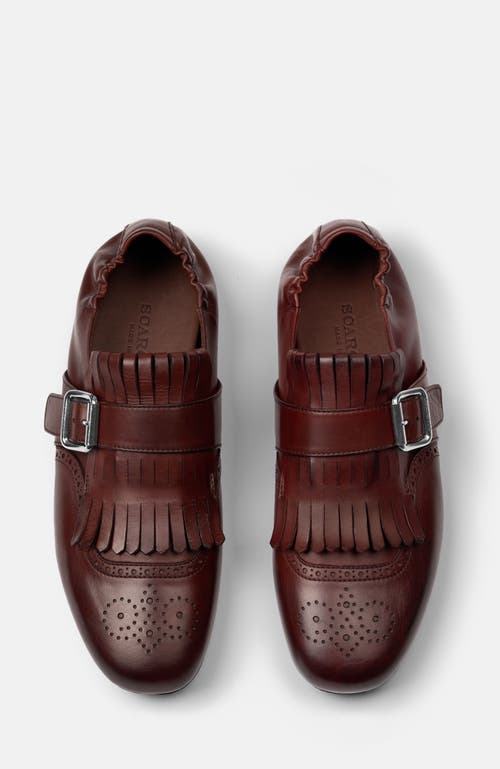 Scarosso Julian Fringed Buckled Monk Shoes In Brown