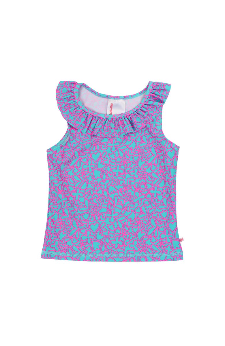 RuffleButts Girls Active Ruffle Tank Top, Main, color, Neon Glow