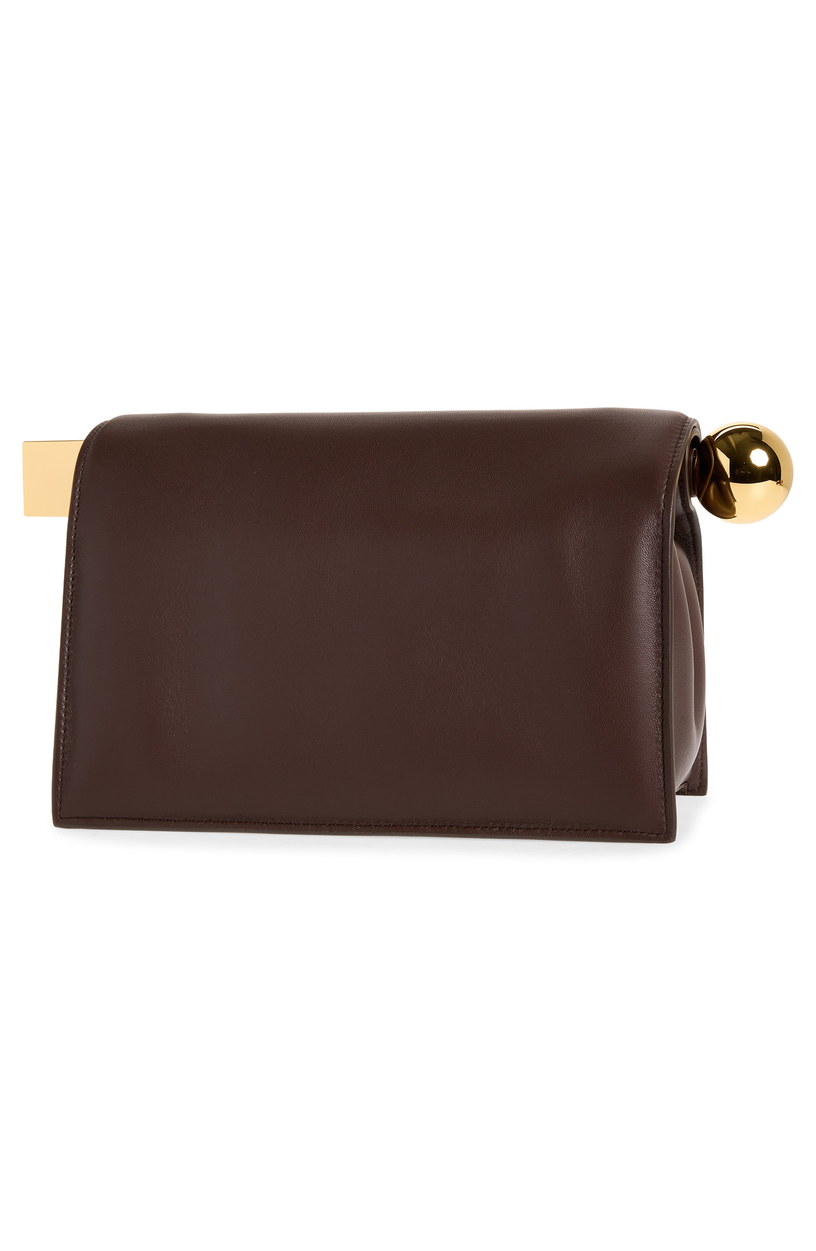 La Pochette Rond Carré Leather Clutch, Alternate, color, MIDNIGHT BROWN 890