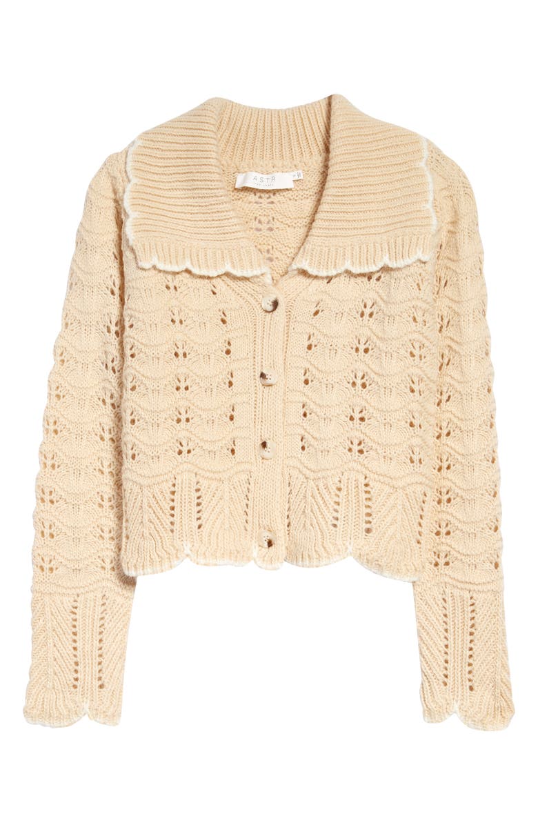 ASTR the Label Scallop Collar Cardigan, Alternate, color, 
