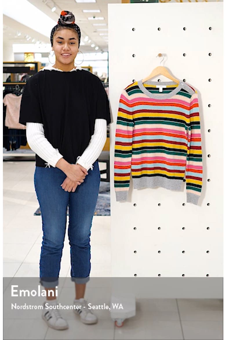 Shoulder Button Cotton & Wool Blend Crewneck Sweater video
