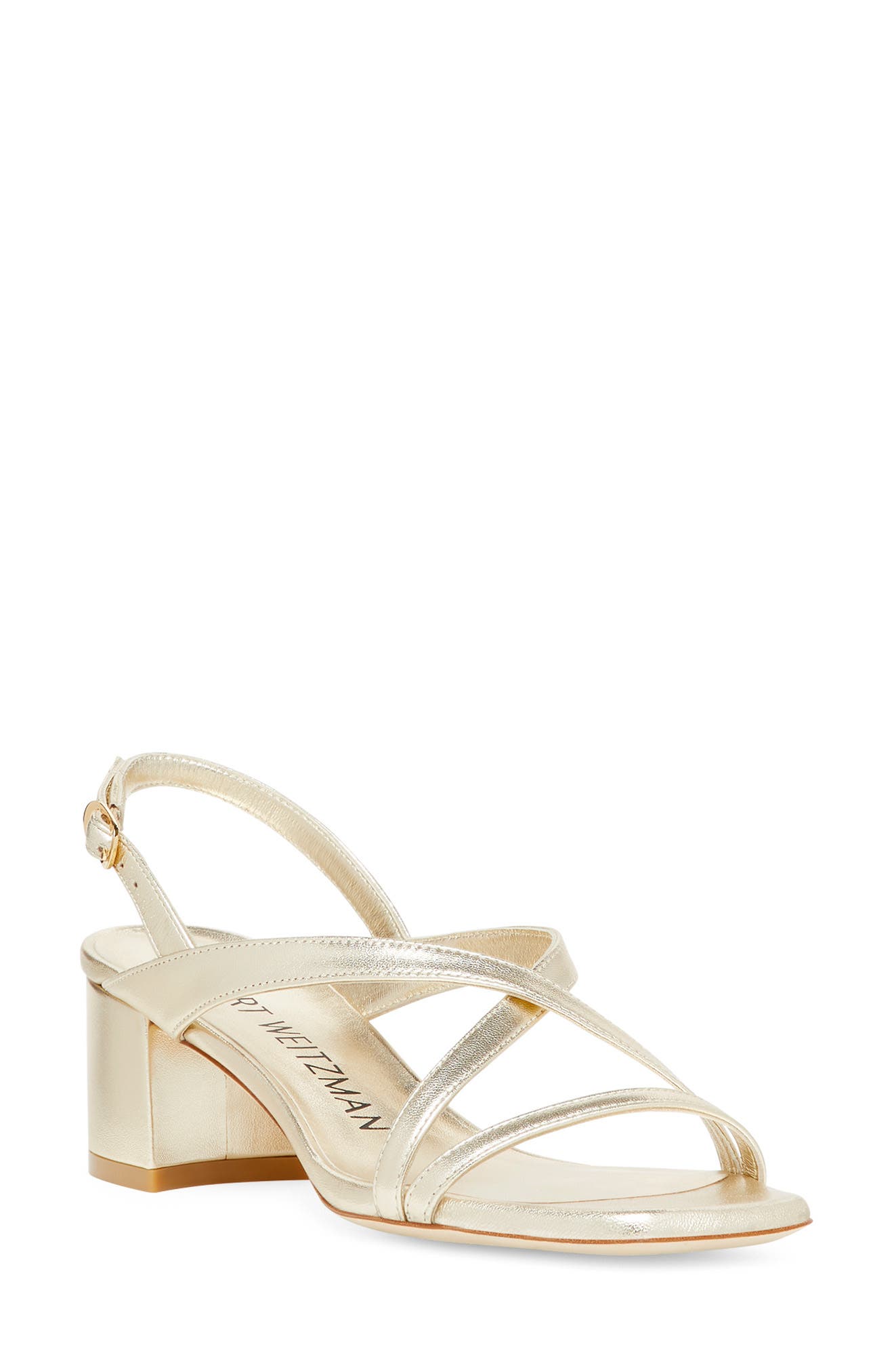Stuart Weitzman Oasis 50 Block Sandal, Main, color, Light Gold