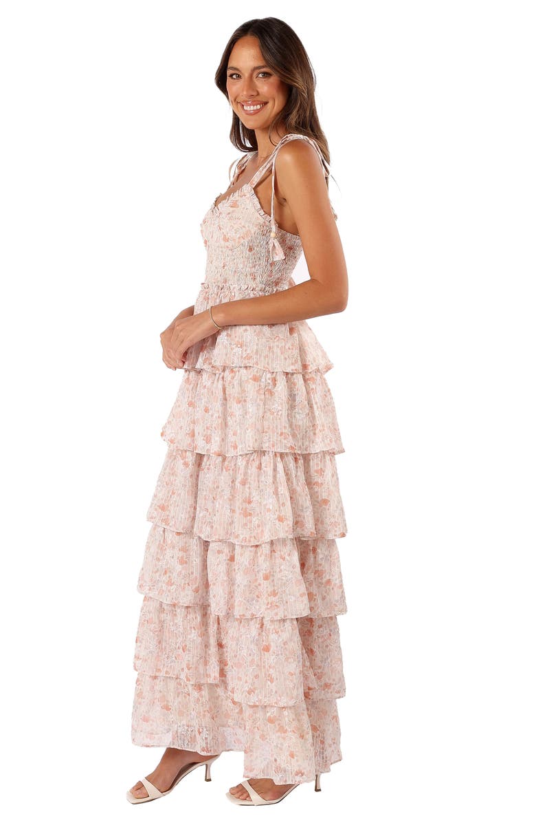 Petal & Pup Kristah Floral Tiered Maxi Dress, Alternate, color, Peach Floral