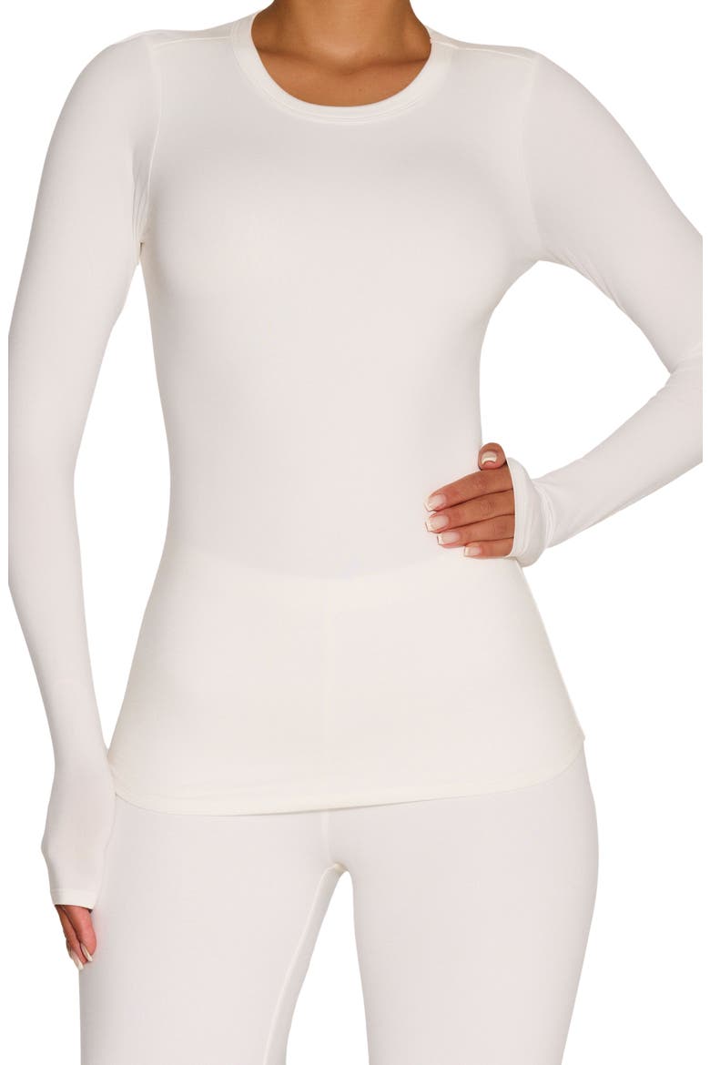 Bare Crewneck Long Sleeve Top, Main, color, WHITE