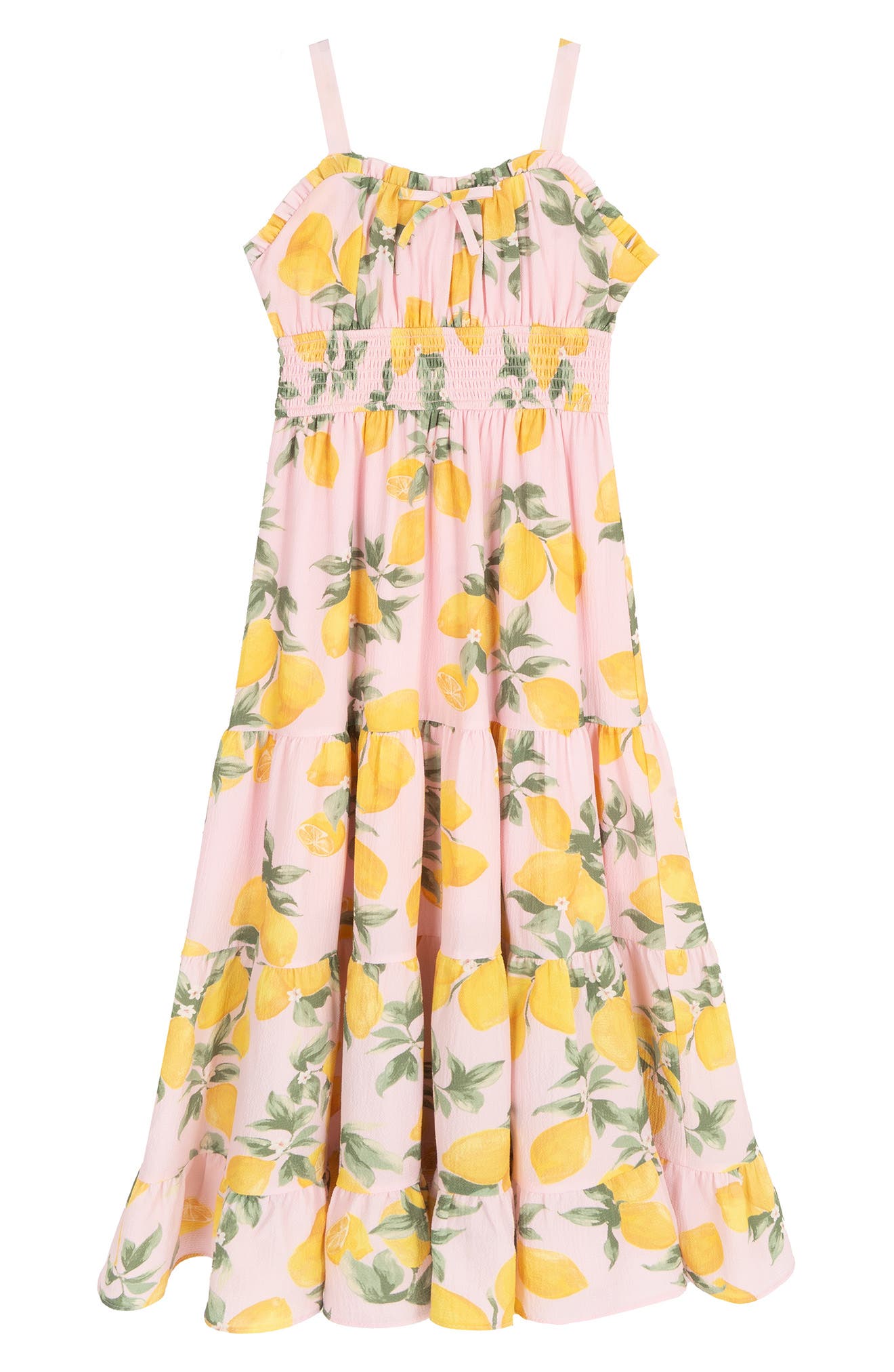Rare Editions Kids' Lemon Print Bubble Crepe Maxi Dress
