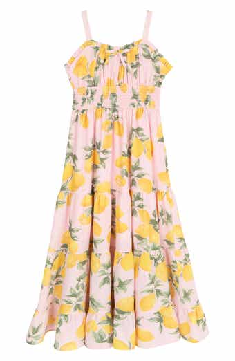 Rare Editions Kids' Lemon Print Bubble Crepe Maxi Dress