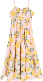 Rare Editions Kids' Lemon Print Bubble Crepe Maxi Dress