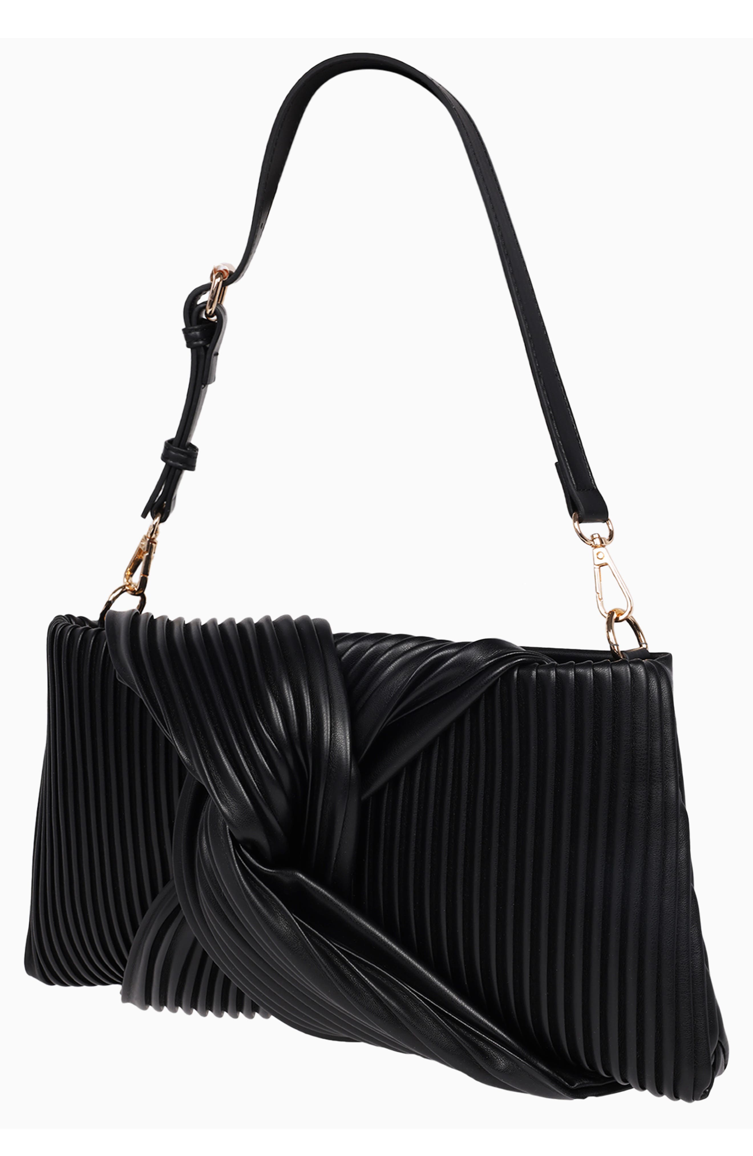 JASON WU Pleated Knot Clutch, Alternate, color, Black