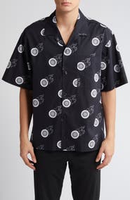 HUGO Egeeno Flaming Tire Print Camp Shirt