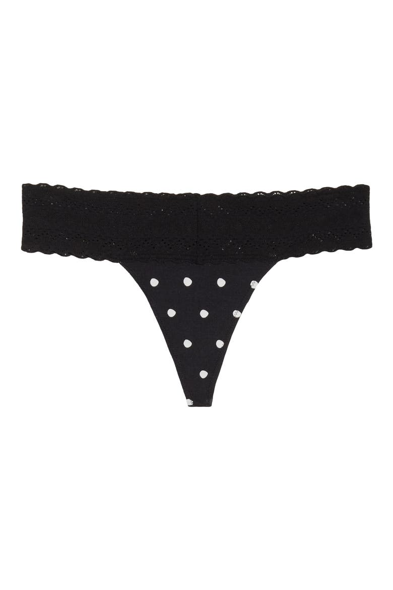 FeelFree Lace V-Front Thong, Alternate, color, POLKA DOTS