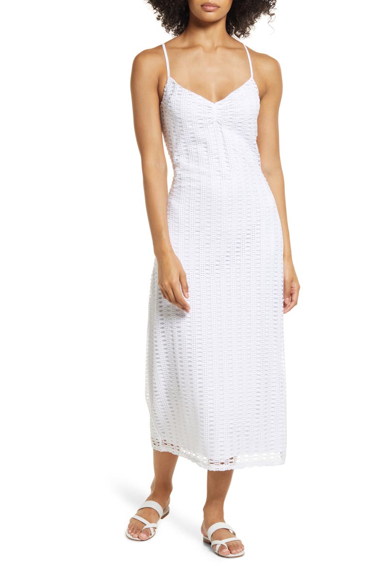 Blake Crochet Midi Dress, Main, color, BRIGHT WHITE