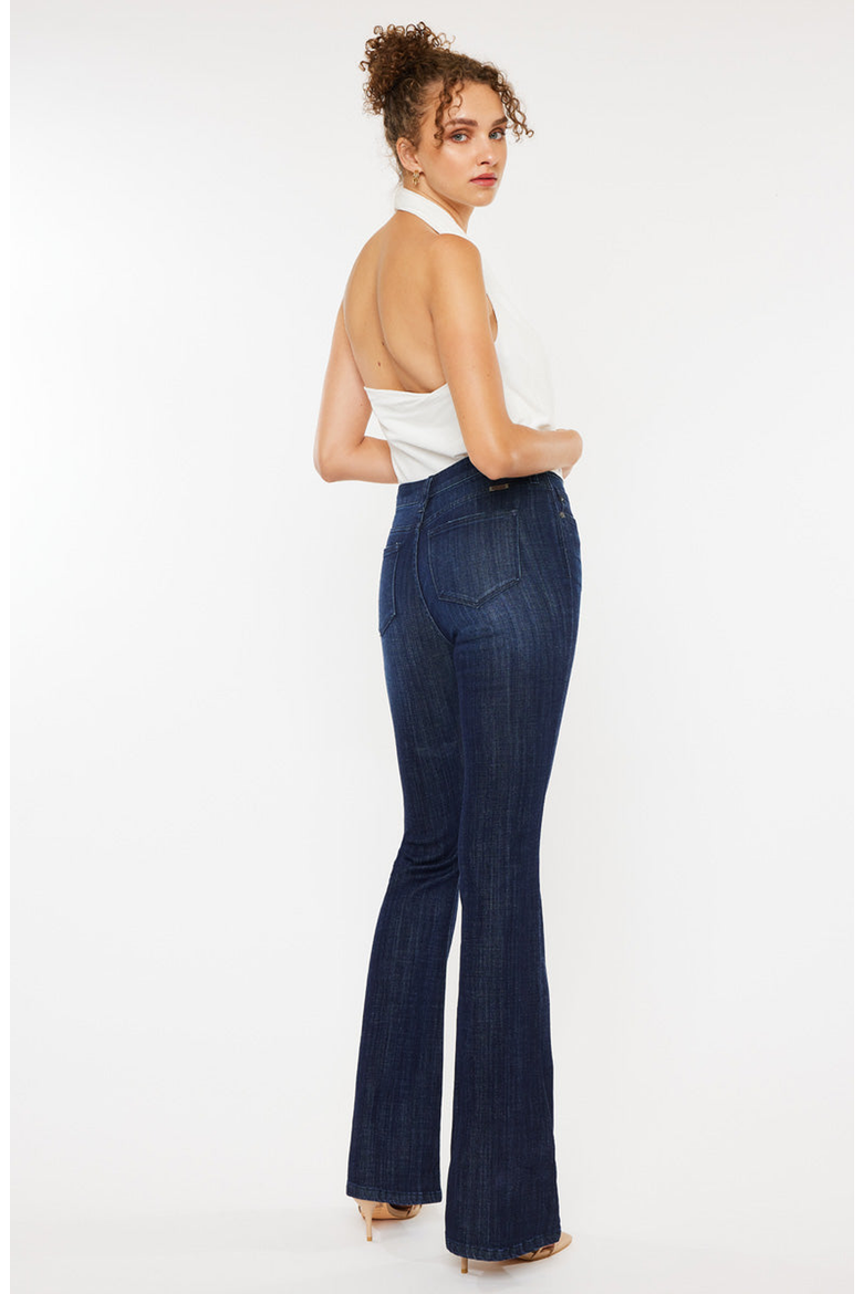 Celestine Mid Rise Flare Jeans, Alternate, color, Super Dark Wash