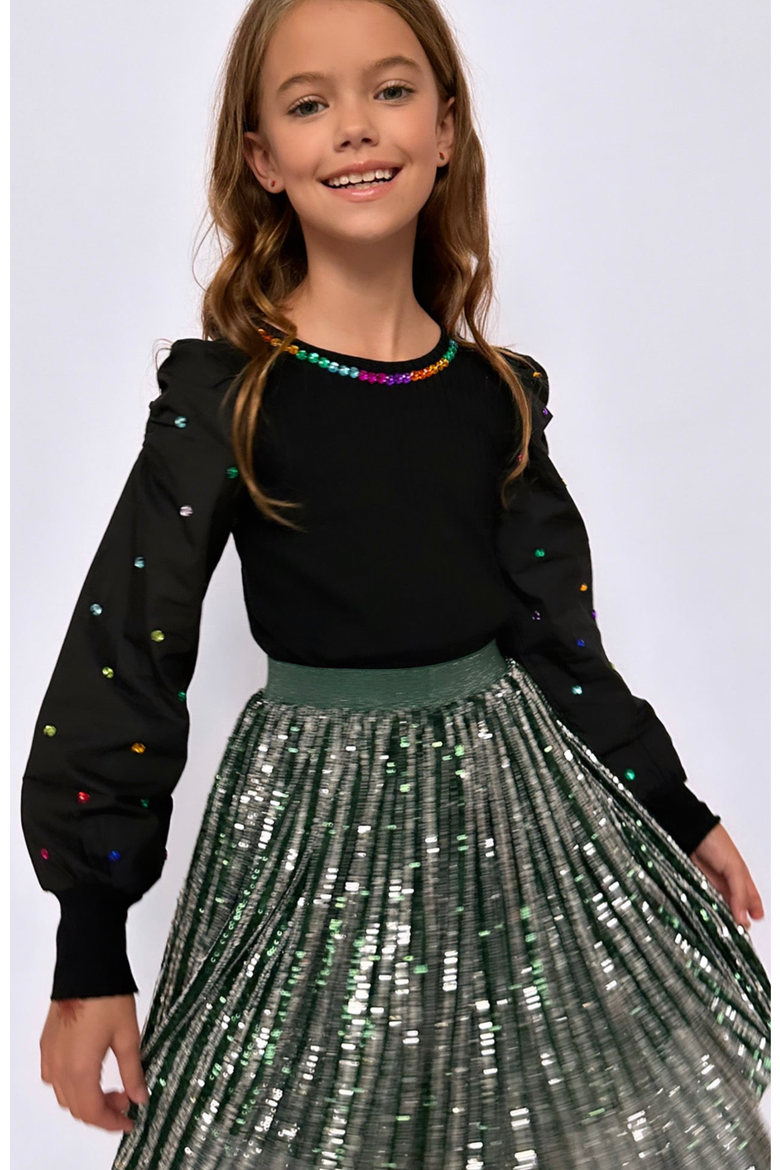 Candy Cane Sequin Striped Skirt, Main, color, Green