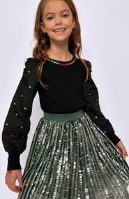 Lola + The Boys Candy Cane Sequin Striped Skirt