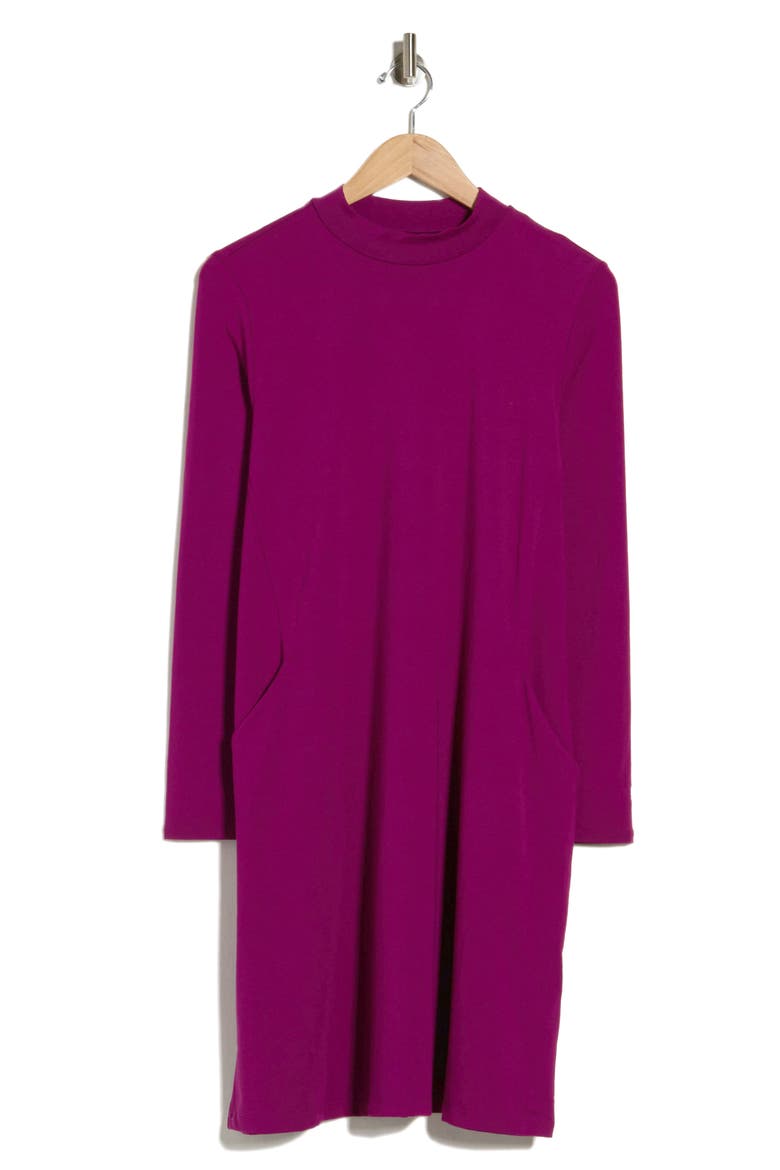 Mock Neck Long Sleeve Dress, Alternate, color, RASPBERRY