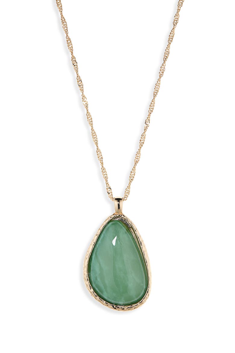 Classic Color Stone Pendant Necklace, Main, color, GREEN TURQUOISE- GOLD