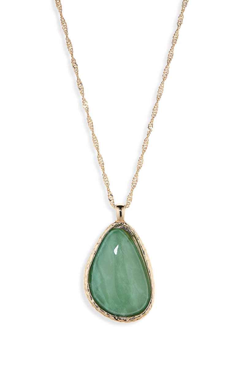 NORDSTROM RACK Classic Color Stone Pendant Necklace, Main, color, Green Turquoise- Gold